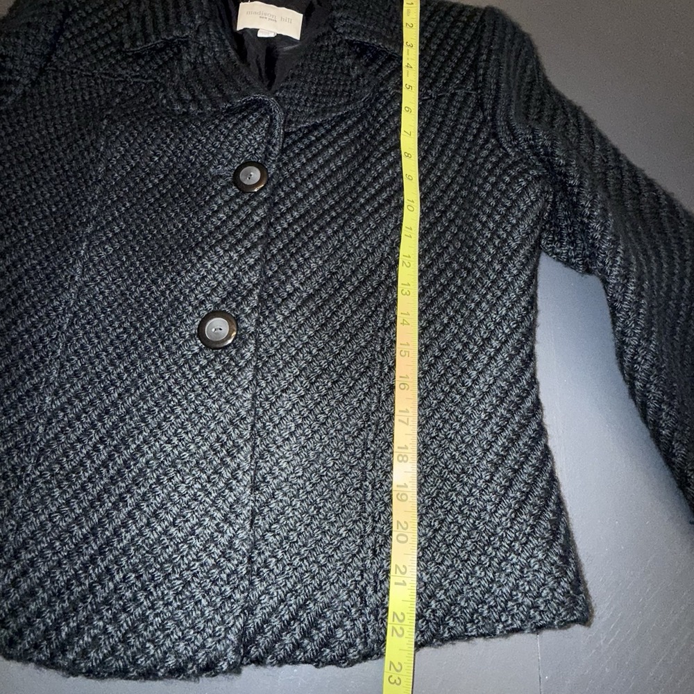 Madison‎ Hill NY Waist Length Blazer Black Sz 12 Acrylic/Wool Blend Cottagecore - Picture 9 of 12